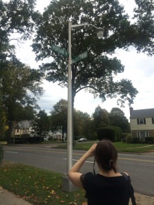 Axelle taking a photo of her old streets