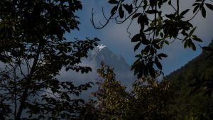 Mount Everest from near Lukla, our last view of the mountain