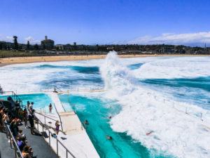 Bondi Beach "Icebergs" swimming pool wave crashing