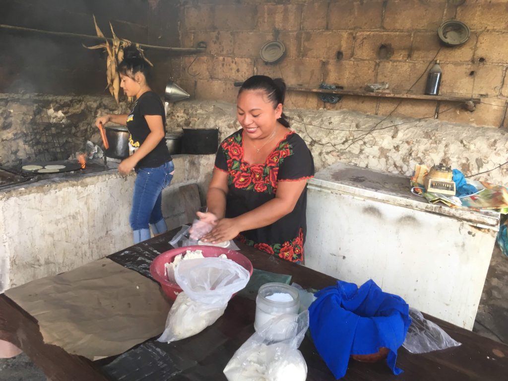 Tortilla making in kitchen