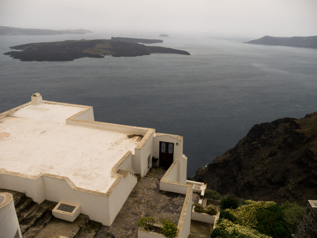 Door looking out to sea from Santorini