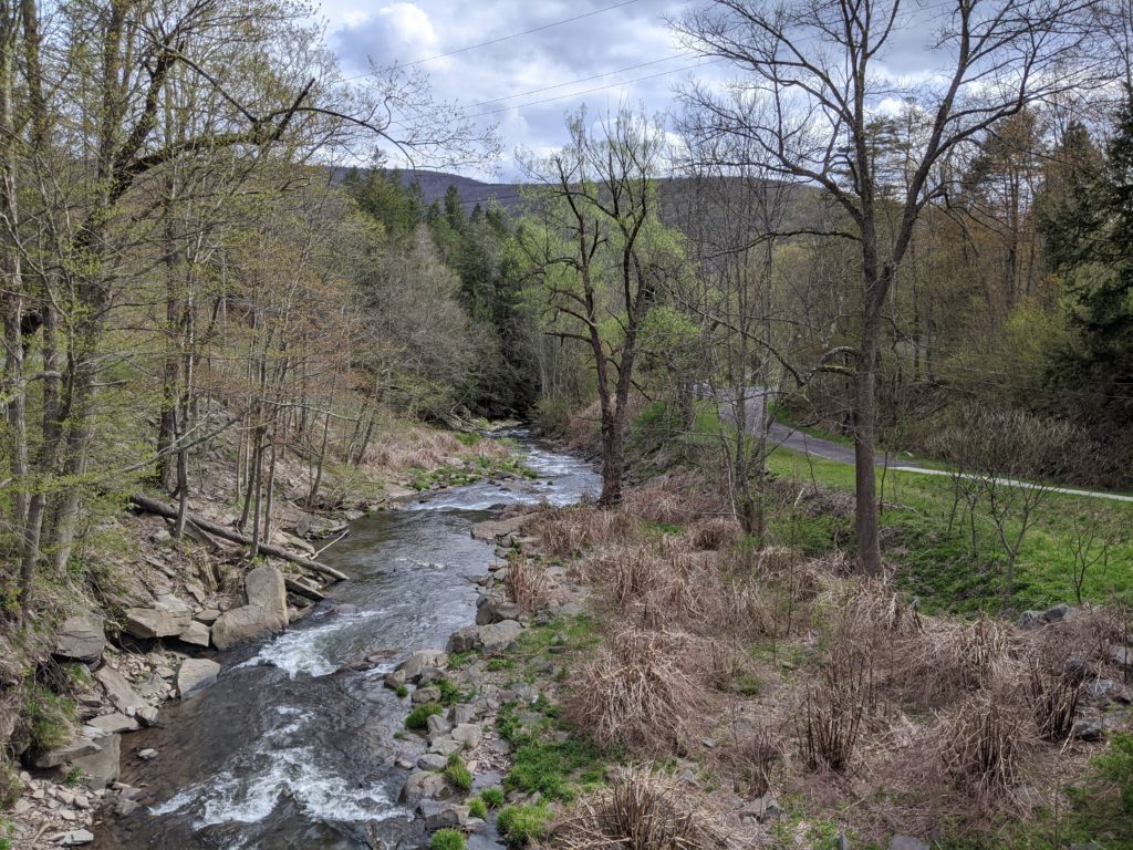 View of the river and mountains in the village