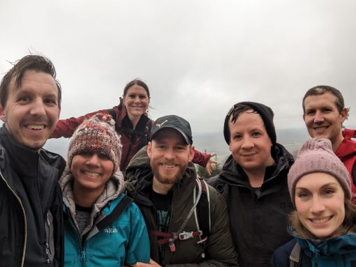 Surrey Hills, England. The gang, a little muddy, a little wet (minus Sam)